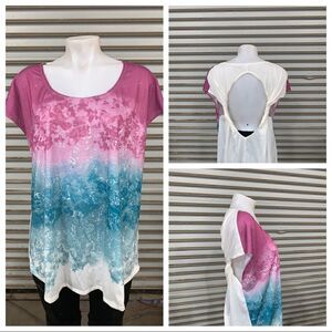 Maurices multi colored short sleeve top with stud